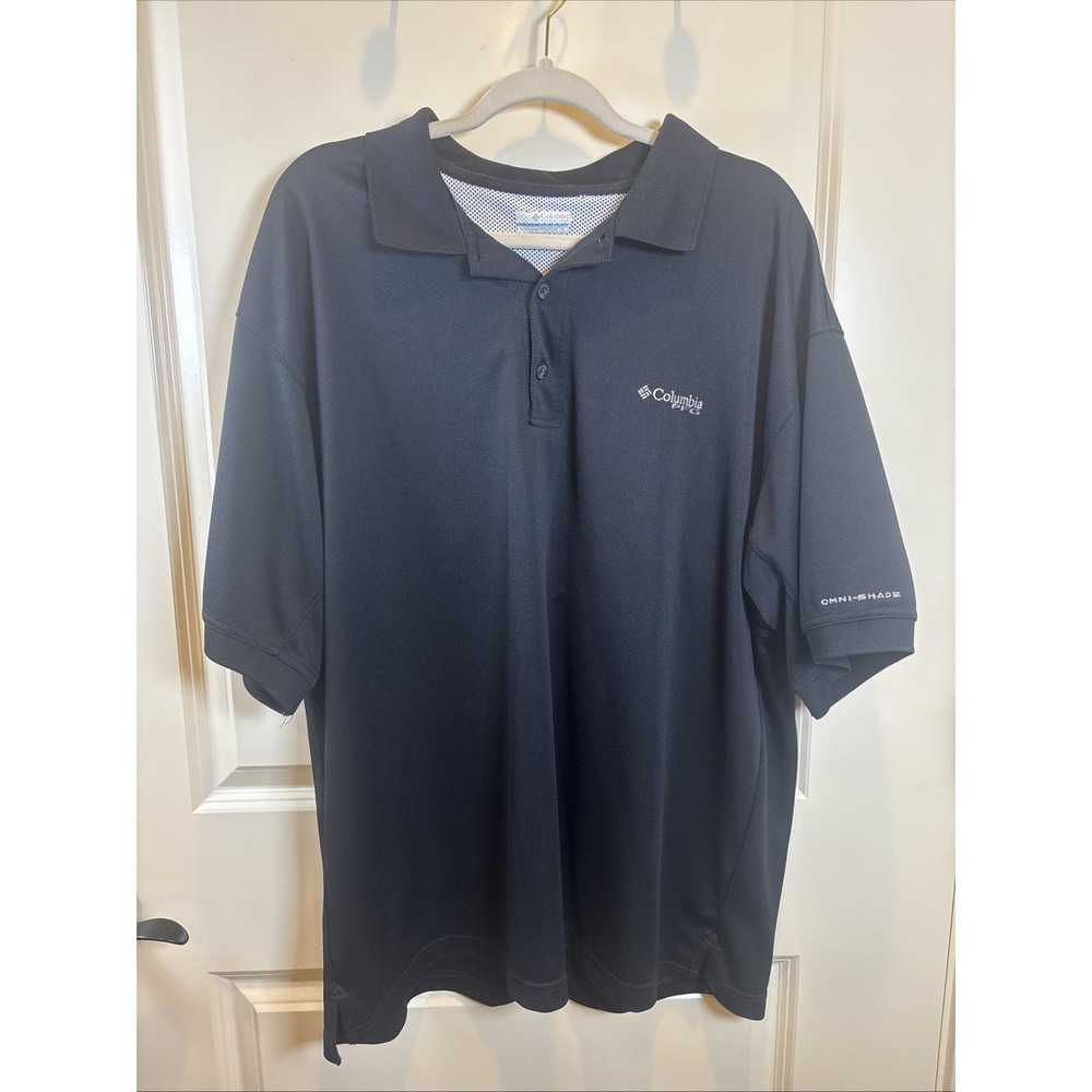 Columbia PFG Men's OmniShade Short Sleeve Polo Fishing‎ Shirt Black Size XL